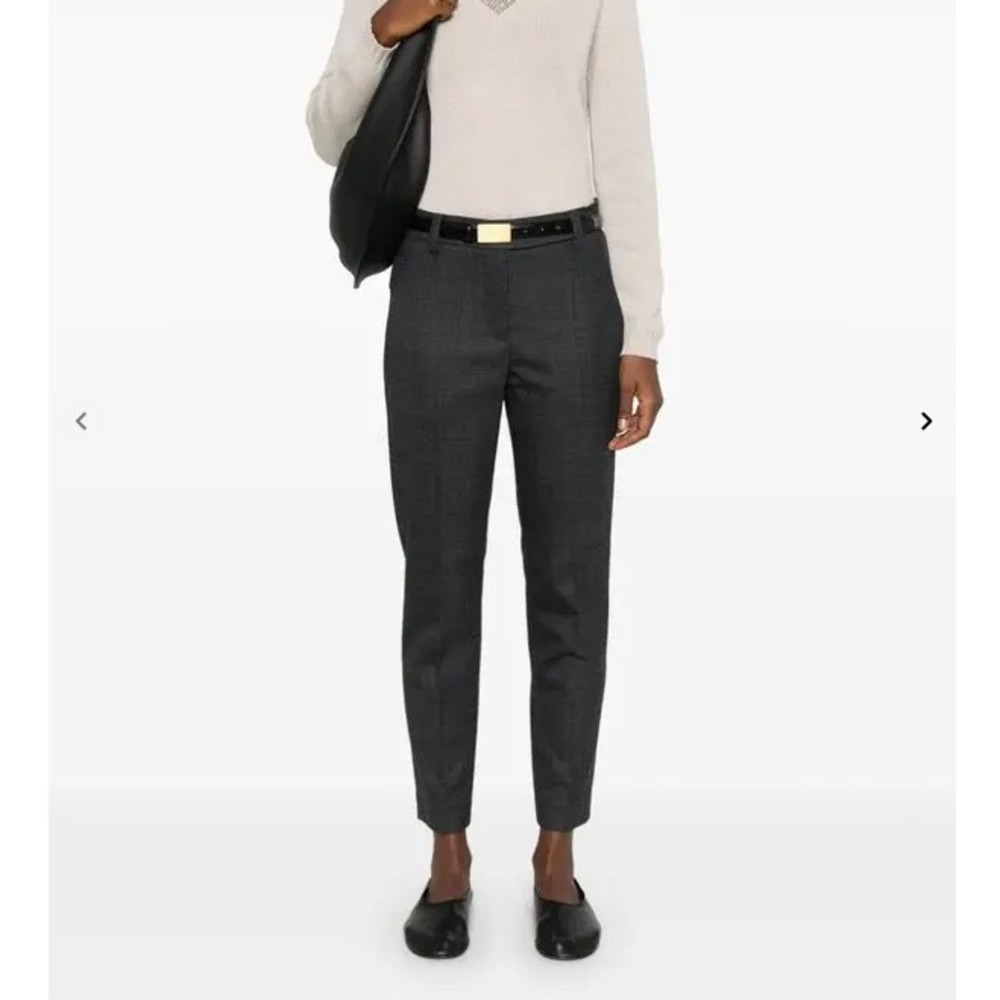 Brunello Cucinelli Charcoal Virgin Wool Blend Manil Chain Tapered Trousers Italy